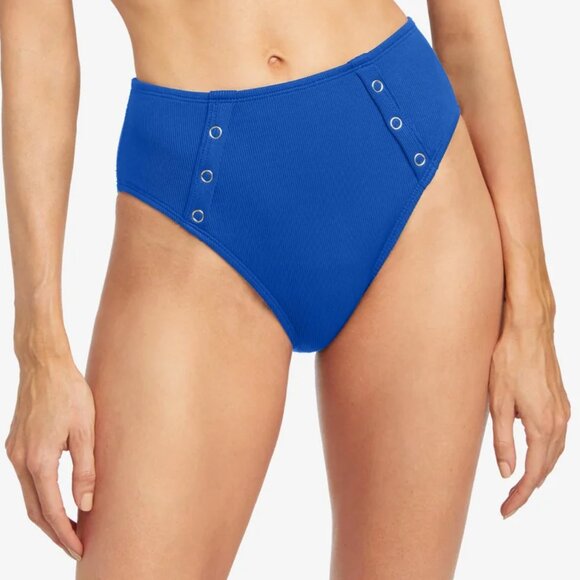 Sold! Robin Piccone Amy High Waist Bikini Bottom Lapis Blue S - Picture 1 of 8